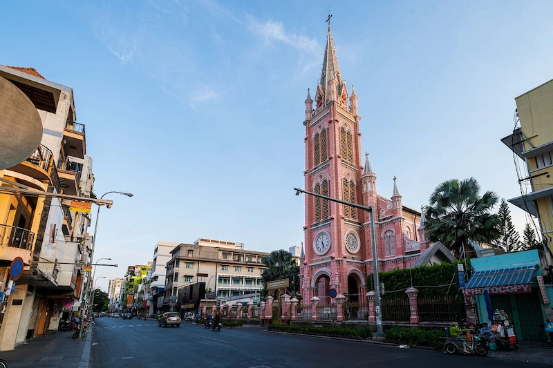Tan Dinh Church located at 289 Hai Ba Trung Street, Xuan Hoa Ward
